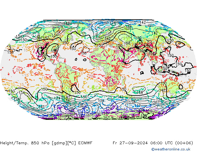 Z500/Rain (+SLP)/Z850 ECMWF Fr 27.09.2024 06 UTC