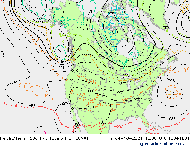 Z500/Rain (+SLP)/Z850 ECMWF Fr 04.10.2024 12 UTC