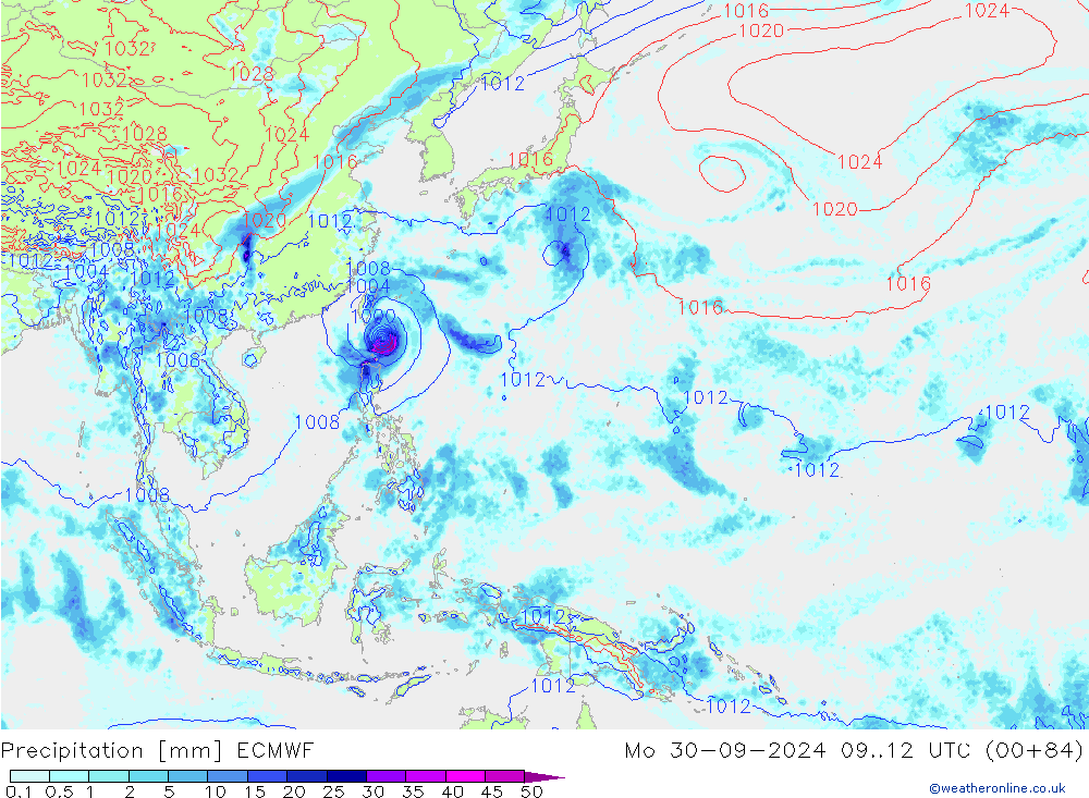 Neerslag ECMWF ma 30.09.2024 12 UTC