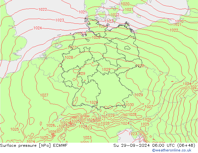 Luchtdruk (Grond) ECMWF zo 29.09.2024 06 UTC