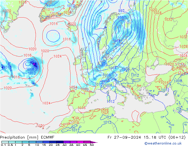 降水 ECMWF 星期五 27.09.2024 18 UTC