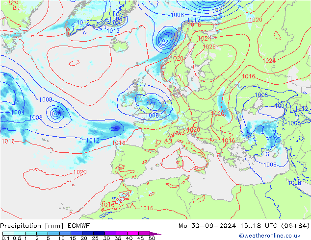 Neerslag ECMWF ma 30.09.2024 18 UTC