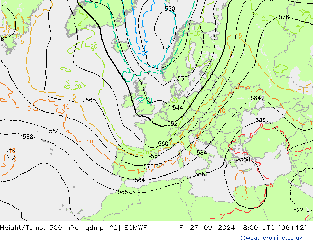 Height/Temp. 500 hPa ECMWF 星期五 27.09.2024 18 UTC