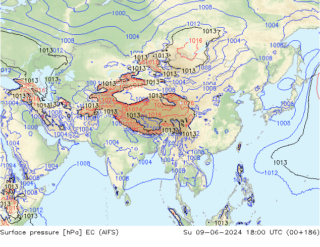 Luchtdruk (Grond) EC (AIFS) zo 09.06.2024 18 UTC