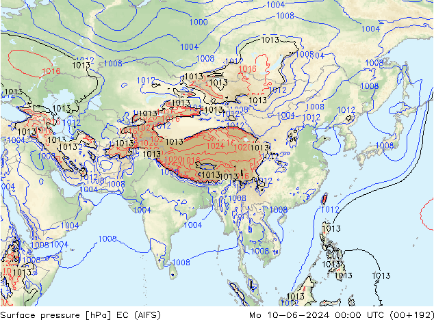 Surface pressure EC (AIFS) Mo 10.06.2024 00 UTC