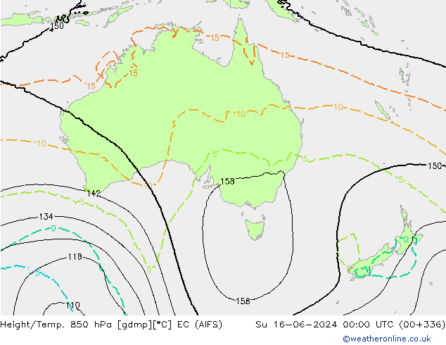 Yükseklik/Sıc. 850 hPa EC (AIFS) Paz 16.06.2024 00 UTC