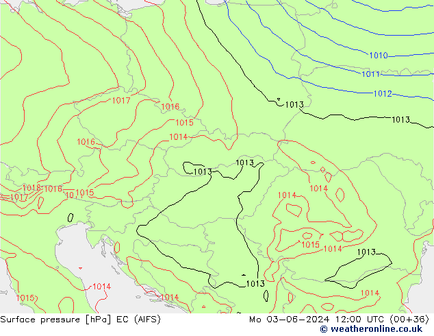 Presión superficial EC (AIFS) lun 03.06.2024 12 UTC