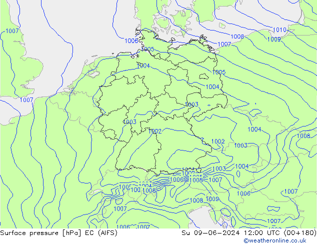 pressão do solo EC (AIFS) Dom 09.06.2024 12 UTC