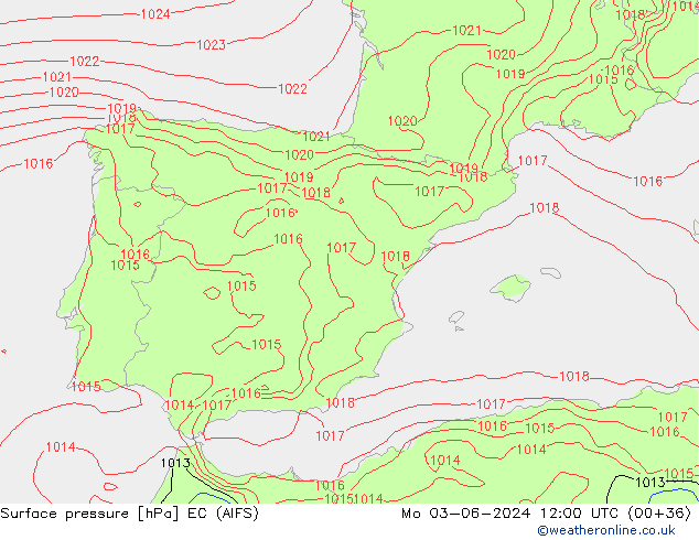 приземное давление EC (AIFS) пн 03.06.2024 12 UTC