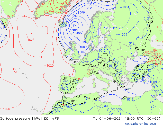 приземное давление EC (AIFS) вт 04.06.2024 18 UTC