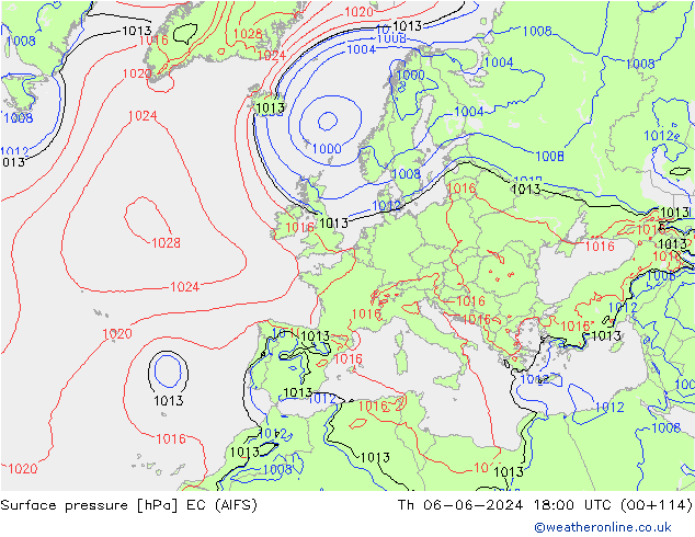 приземное давление EC (AIFS) чт 06.06.2024 18 UTC