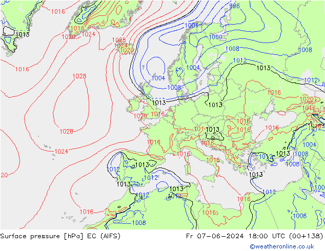 Luchtdruk (Grond) EC (AIFS) vr 07.06.2024 18 UTC