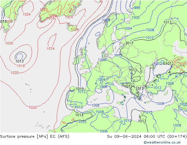 Bodendruck EC (AIFS) So 09.06.2024 06 UTC