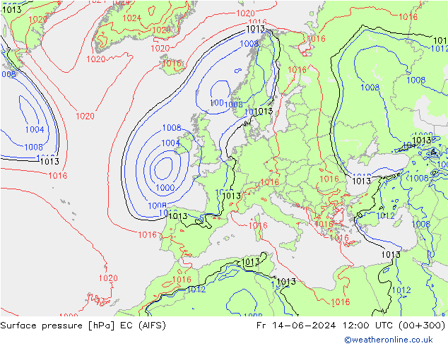 Surface pressure EC (AIFS) Fr 14.06.2024 12 UTC