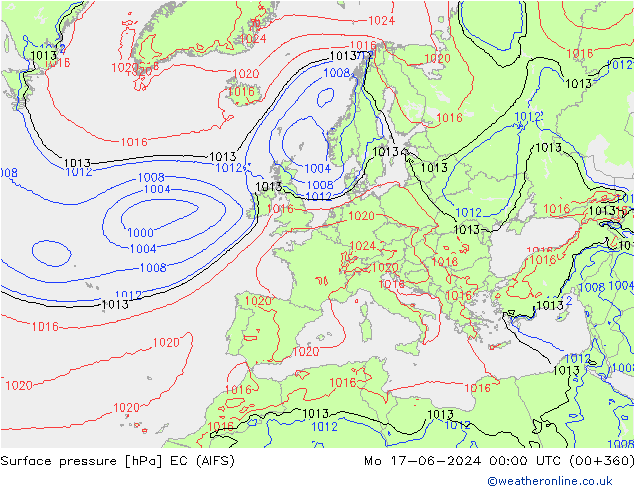 приземное давление EC (AIFS) пн 17.06.2024 00 UTC