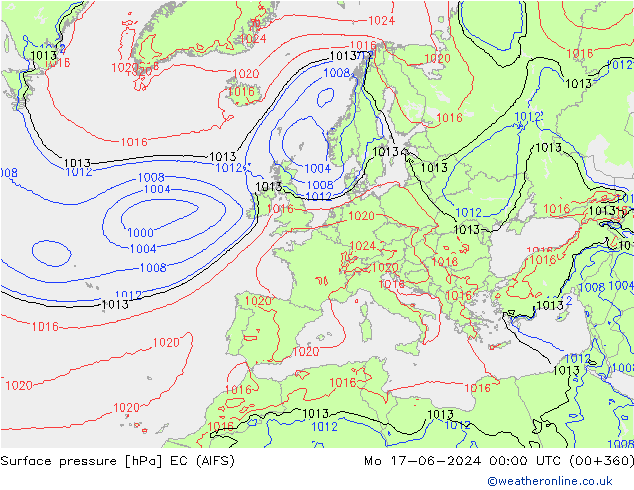 Surface pressure EC (AIFS) Mo 17.06.2024 00 UTC