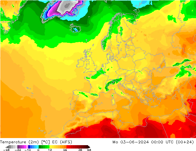 Temperatura (2m) EC (AIFS) lun 03.06.2024 00 UTC