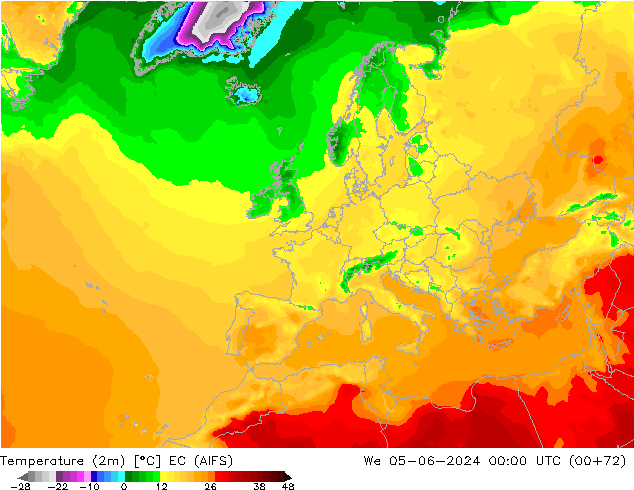 Temperature (2m) EC (AIFS) St 05.06.2024 00 UTC