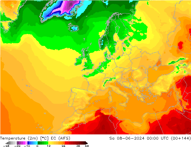 Temperatura (2m) EC (AIFS) sab 08.06.2024 00 UTC
