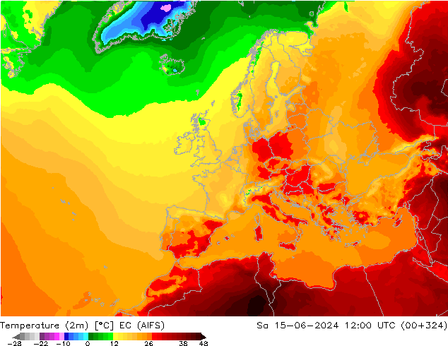 Temperature (2m) EC (AIFS) So 15.06.2024 12 UTC