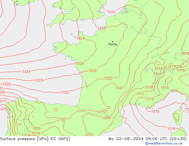 приземное давление EC (AIFS) пн 03.06.2024 06 UTC