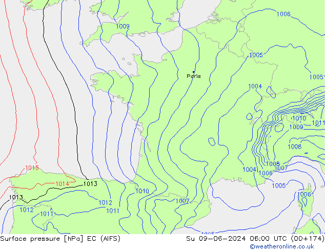 приземное давление EC (AIFS) Вс 09.06.2024 06 UTC