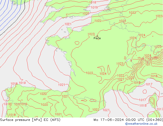 pression de l'air EC (AIFS) lun 17.06.2024 00 UTC