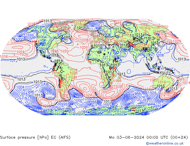 приземное давление EC (AIFS) пн 03.06.2024 00 UTC