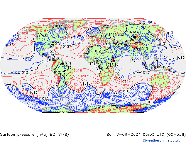 Surface pressure EC (AIFS) Su 16.06.2024 00 UTC