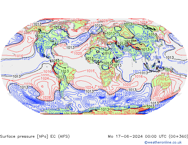 Pressione al suolo EC (AIFS) lun 17.06.2024 00 UTC