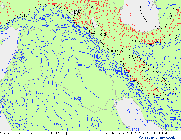 Atmosférický tlak EC (AIFS) So 08.06.2024 00 UTC