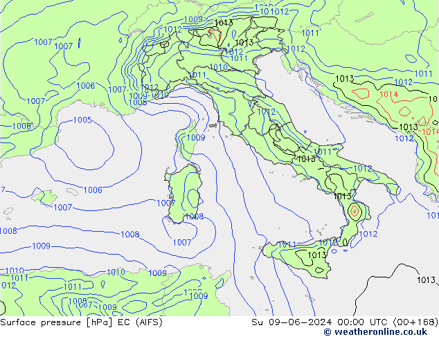 pressão do solo EC (AIFS) Dom 09.06.2024 00 UTC