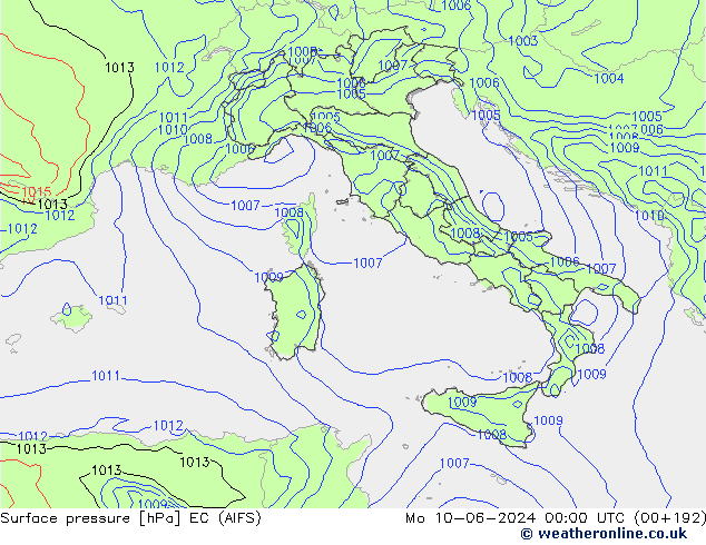 pression de l'air EC (AIFS) lun 10.06.2024 00 UTC