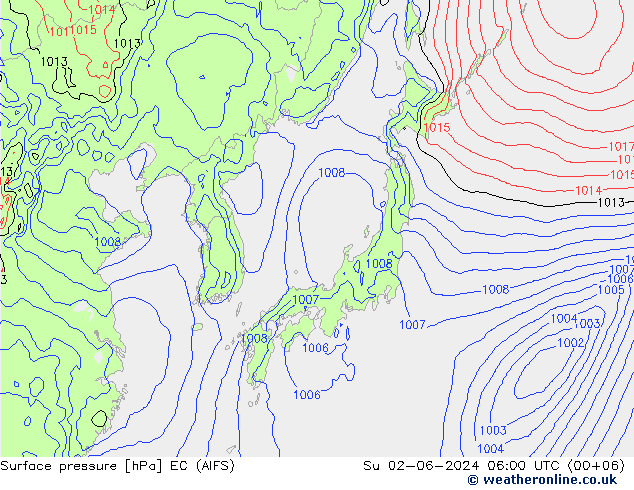 приземное давление EC (AIFS) Вс 02.06.2024 06 UTC