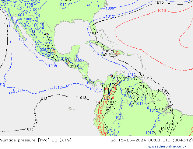 Presión superficial EC (AIFS) sáb 15.06.2024 00 UTC