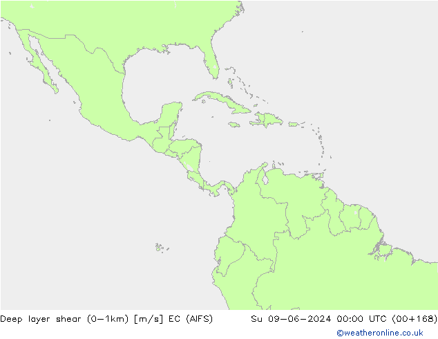 Deep layer shear (0-1km) EC (AIFS) Su 09.06.2024 00 UTC