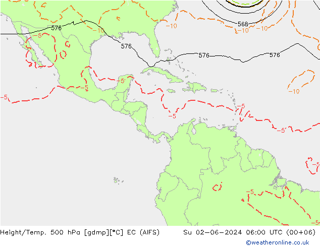 Yükseklik/Sıc. 500 hPa EC (AIFS) Paz 02.06.2024 06 UTC