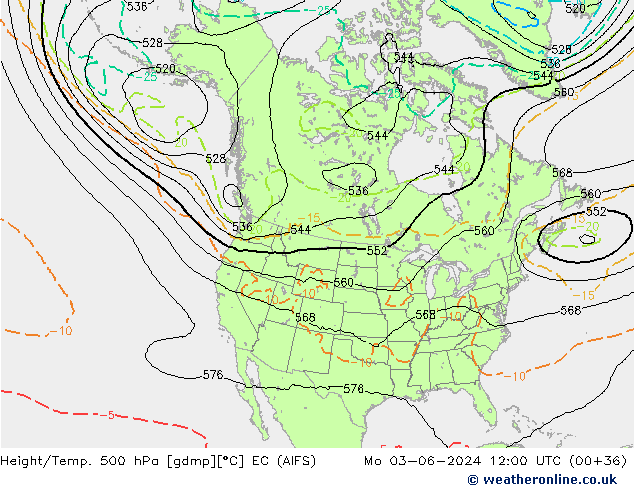 Hoogte/Temp. 500 hPa EC (AIFS) ma 03.06.2024 12 UTC