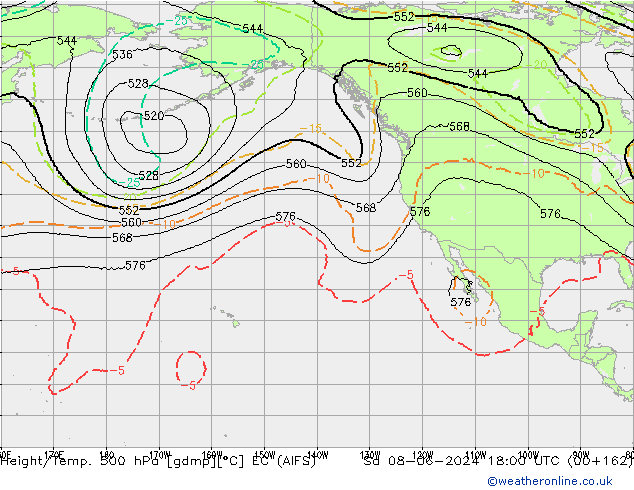 Height/Temp. 500 hPa EC (AIFS) So 08.06.2024 18 UTC