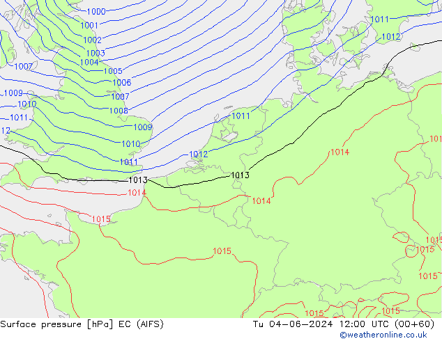 pressão do solo EC (AIFS) Ter 04.06.2024 12 UTC