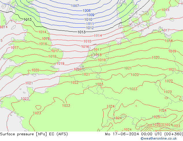 地面气压 EC (AIFS) 星期一 17.06.2024 00 UTC