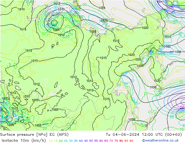 Isotachs (kph) EC (AIFS) mar 04.06.2024 12 UTC