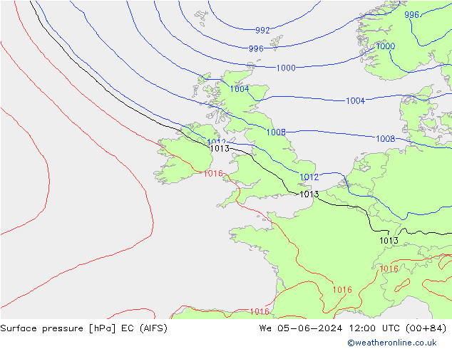 Surface pressure EC (AIFS) We 05.06.2024 12 UTC