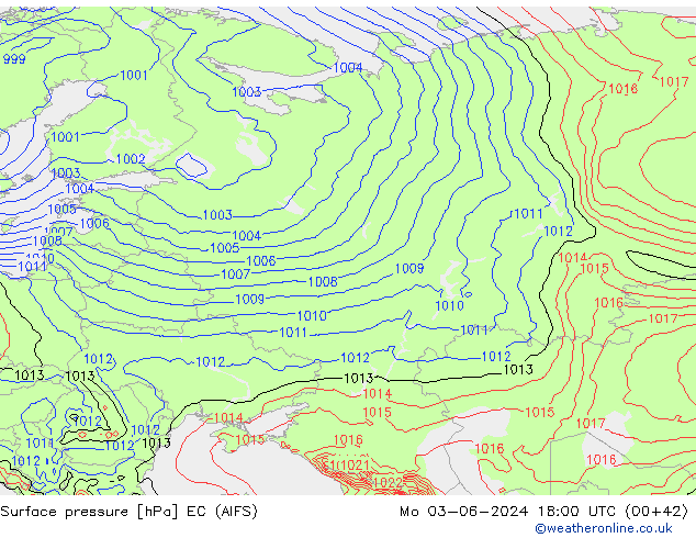 ciśnienie EC (AIFS) pon. 03.06.2024 18 UTC