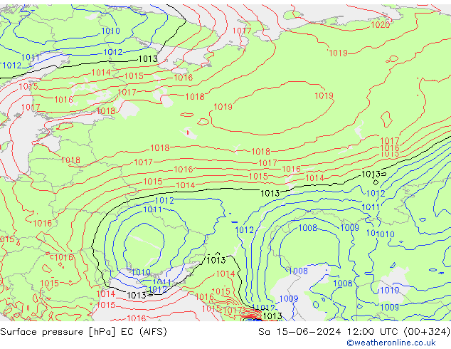 Presión superficial EC (AIFS) sáb 15.06.2024 12 UTC