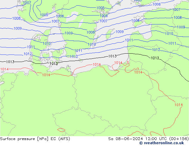 Presión superficial EC (AIFS) sáb 08.06.2024 12 UTC