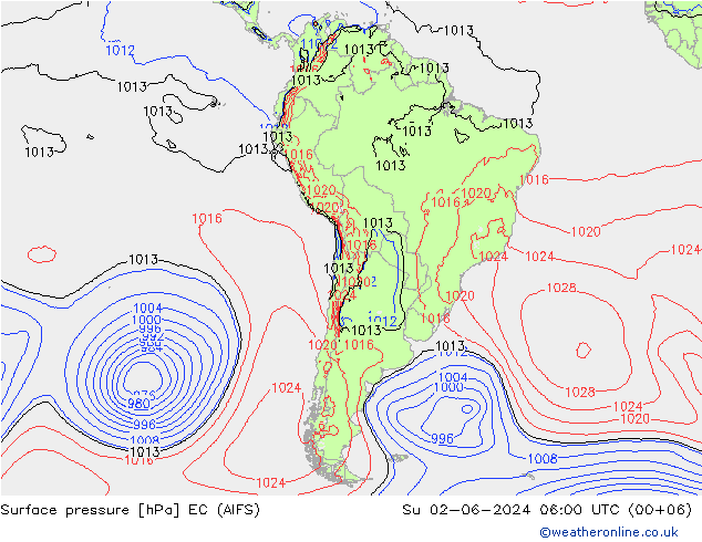 Luchtdruk (Grond) EC (AIFS) zo 02.06.2024 06 UTC