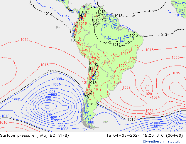 pression de l'air EC (AIFS) mar 04.06.2024 18 UTC