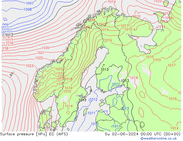 pressão do solo EC (AIFS) Dom 02.06.2024 00 UTC