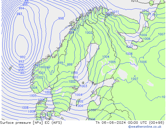 Yer basıncı EC (AIFS) Per 06.06.2024 00 UTC